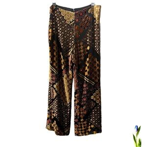 MUSE, Boho pants SILK / Rayon vintage Black and colors Velvet size 8
